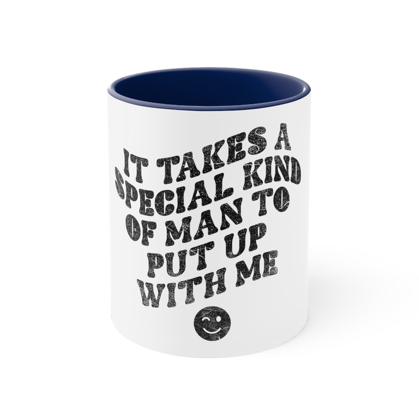 White "Put up With Me" Humor Mug