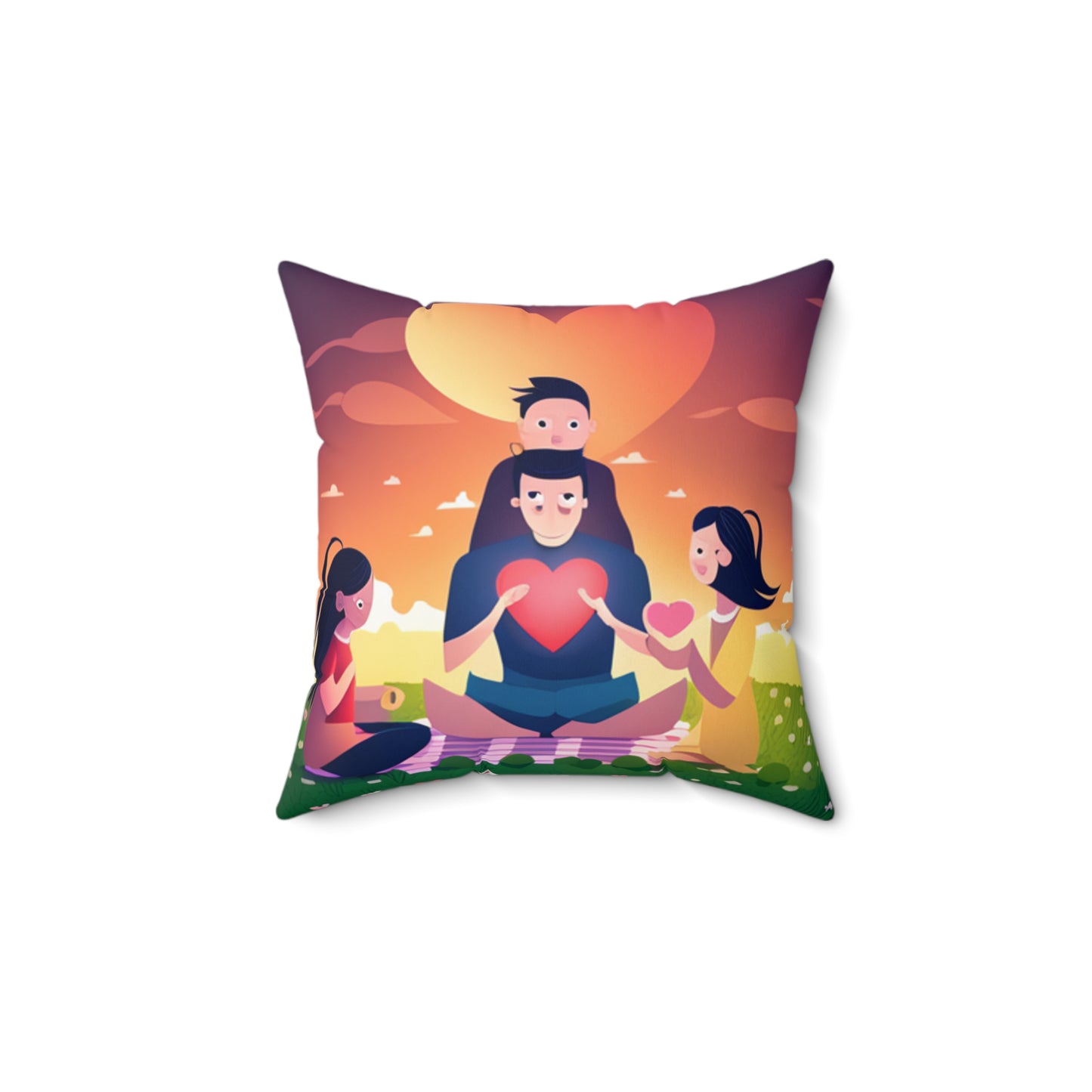 Valentine's Day Family Square Pillow