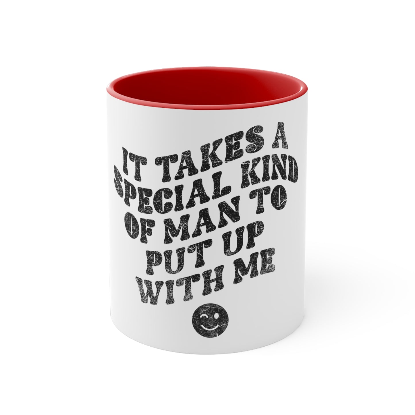 White "Put up With Me" Humor Mug