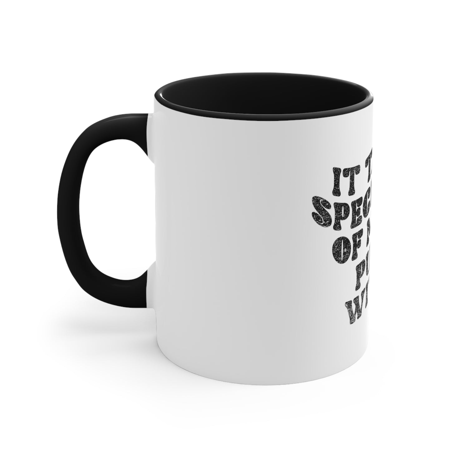 White "Put up With Me" Humor Mug