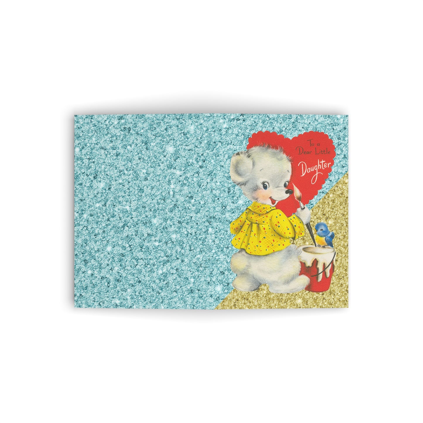 Vintage Glitter Bear Daughter Valentine Card