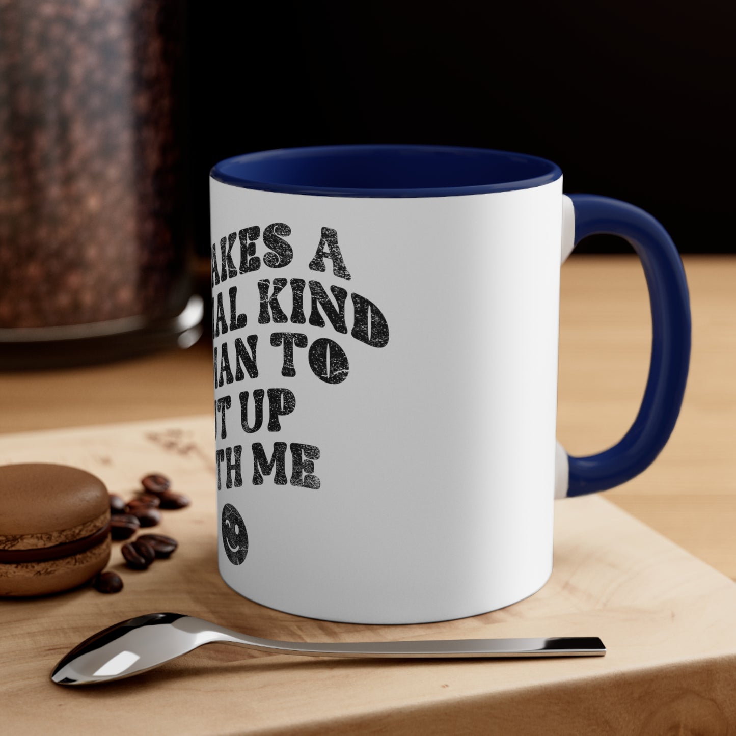 White "Put up With Me" Humor Mug